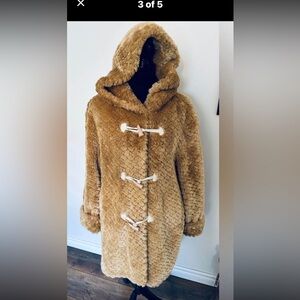 True vintage sheared, beaver, tan coloured size small rare duffle coat 1970